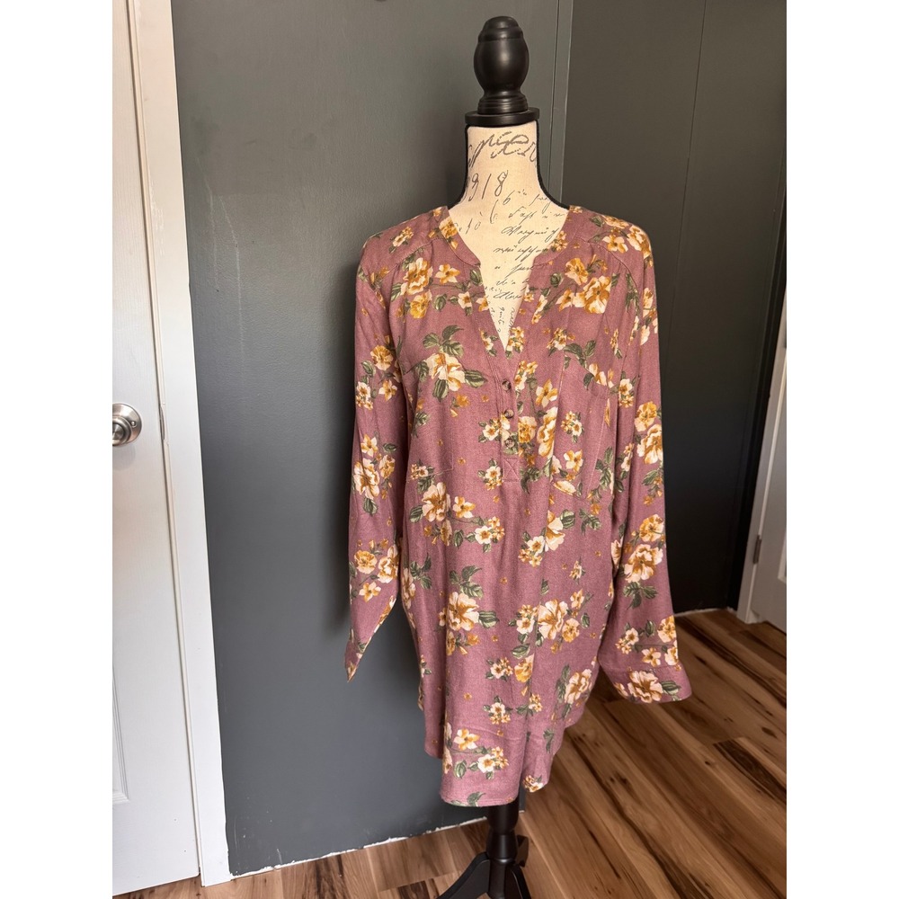 Torrid Harper Floral Print Long Sleeve Blouse Top Plus Size 3X 22/24